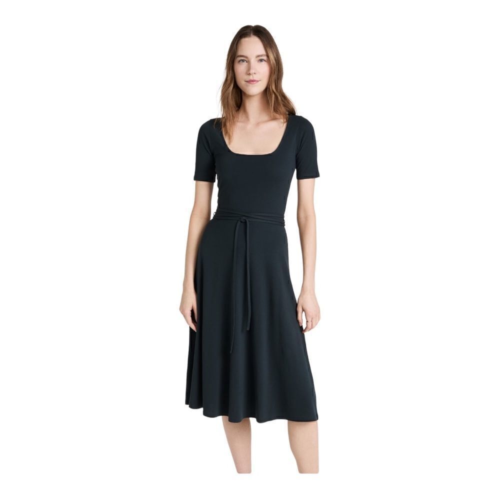 NWT Vince Square Neck Cotton Knit Dress Medium in Black - Picture 2 of 10
